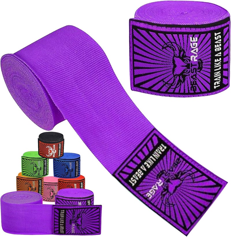 BEAST RAGE Boxing Hand Wraps for MMA Kickboxing Wrist Wraps Professional Adult 180" Semi-Elastic Martial Arts Inner Gloves Heavy Bag Handwraps Muay Thai Thumb Straps - Image 1